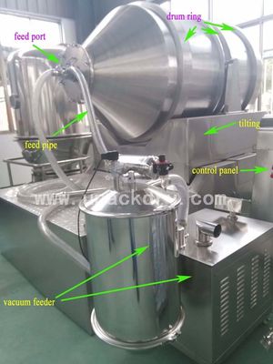 Mélangeur industriel de poudre de tambour rotatoire, mélangeur pharmaceutique de poudre de 100L 1.1KW